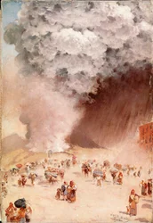 Regn av aska eller "" Vesuvens utbrott"" Målning av Giuseppe De Nittis
