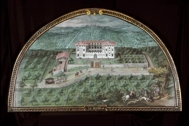 Utsikt över Villa La Peggio nära Florens, Italien (Tempera