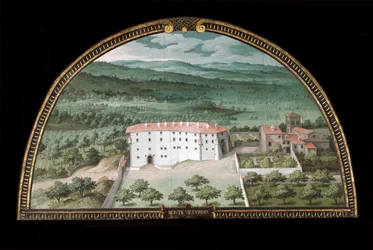 Utsikt över Villa la Magia nära Pistoia, Italien (Tempera