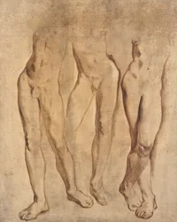 Tre studier av en manlig naken, ca. 1923-24 (olja på duk)