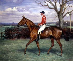 En Steeple Chaser med Jockey Up