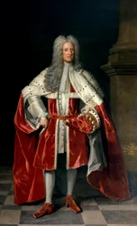 Porträtt av Henry, 1:e viscount St. John (1652-1742), i sin kröningsdräkt, 1727
