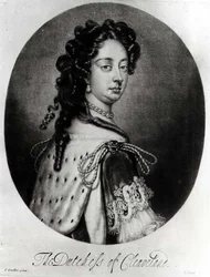 Porträtt av Barbara Villiers, hertiginna av Cleveland (1641-1709) graverad av J. Smith