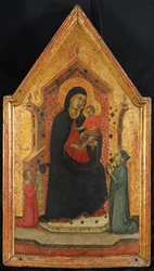 Madonna och barn tronade med två givare, 1315-30.