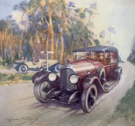 Affisch med reklam för Bentley-bilar, 1927