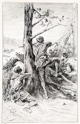 En illustration från "With Wolfe in Canada, or The Winning of a Continent" av G.A. Henty, pub. Blackie and Son Ltd., 1887