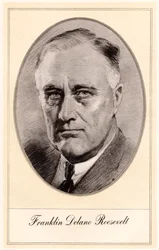 Franklin Delano Roosevelt, USA:s 32:a president, mitten av 1900-talet.