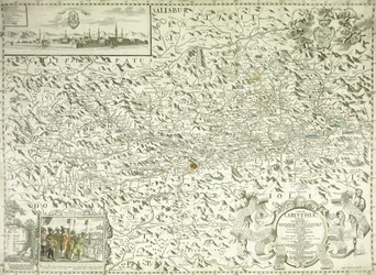 En karta över Österrike och Tjeckoslovakien, 1718