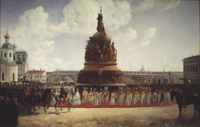 Invigningen av monumentet till Rysslands tusenårsrike i Novgorod 1862, 1864