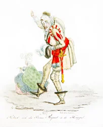 Charles Gabriel Potier i rollen som prins Riquet à la Houppe, ca 1825 (färg litho)