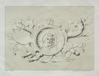 Samling av litografiska essäer: En trofé, ca. 1816.