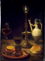Stilleben i levande ljus Målning av Gotthardt av Wedig (Gottfried Von Wedig) (1583-1641)