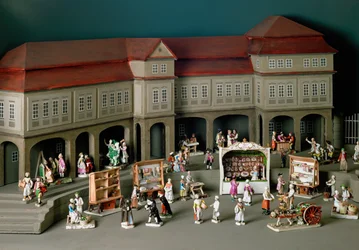 Venetian Fair en marknadsscen till minne av en resa till Venedig som gjordes av hertig Carl Eugen av Württemberg