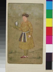 Khan ‘Alam, Mughal kejsar Jahangirs falkonerare och hans ambassadör i Iran, med en falk, ca 1610-20