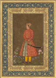 Porträtt av Rup Singh, folio från Shah Jahan-albumet, tergo: ca. 1615-20, recto: ca. 1500