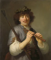 Rembrandt som herde med stav och flöjt Rembrandt som herde med stav och flöjt