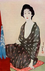 En japansk kvinna i sommarkläder, 1920 1930.