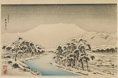 Mount Ibuki i Snow, Taisho-eran, januari 1920 (träblock i färg)