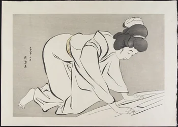 Kvinna som viker Kimono, oktober 1920