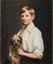 Porträtt av Lord Hugh Percy, 7 år gammal, med en terrier