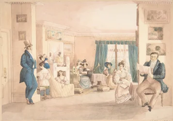 En interiör i Hatton, Warwickshire, 1820-30.