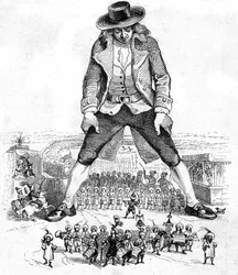Illustration till Gullivers resor" skriven av Jonathan Swift