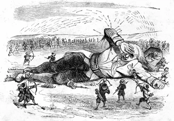Illustration till "Gullivers resor" skriven av Jonathan Swift