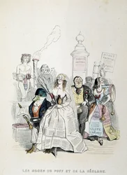 The Wedding of the Puff and the Advertising (tecknad serie om överflöd av pressreklam) - av Grandville