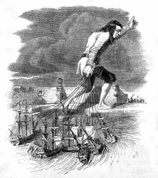 Illustration till "Gullivers resor" skriven av Jonathan Swift