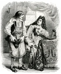 Le savetier et le financier: fabel av La Fontaine illustrerad av Grandville.