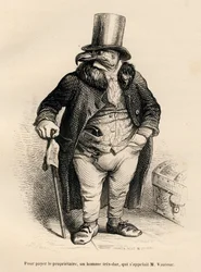 Gamen som fastighetsägare. Miniatyrer illustrerade av JJ Granville. Gravyr signerad Andrew, Best och Leloir i delen "History of a hase" skriven av PJ Stahl i "Scener från djurens privata och offentliga liv". Paris, J. Hetzel och Paulin