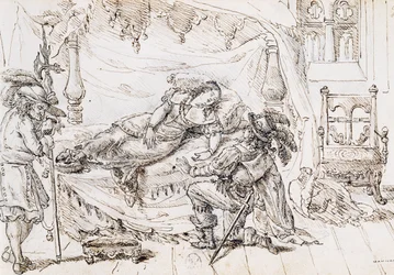 Törnrosa, illustration till saga av Charles Perrault (1628-1703), gravyr av Grandville (1803-1847)