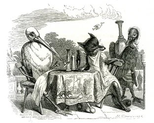 Räven och storken, illustration från 