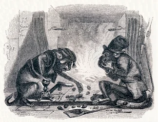 Åsnan och katten (Le singe et le chat) - Fabler av La Fontaine