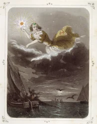 Stjärnorna: Kvinna som representerar "" The star of the sailor"" - av Grandville