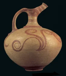 Näbbsprutad kanna, möjligen från Attiki, sen helladisk IIIA 1 Period (c.1400-1350 f.Kr.) (målad lera)