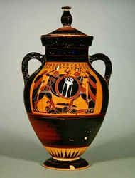 Belly Amphora föreställande Priam och Achilles, ca 550 f.Kr. (keramik) (se även 288279 och 293741-42)