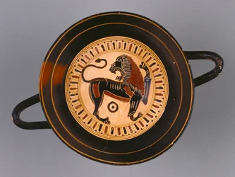 Laconian Black-Figure Kylix tillskriven Hunt-målare, c.540 f.Kr. (terrakotta)