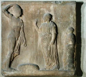 Reliefplatta som visar en ceremoni för åkallande av Theseus (marmor)