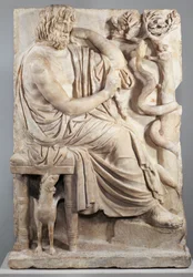 Relief med en sittande man (The Lansdowne Homer), c.75 f.Kr. (marmor)