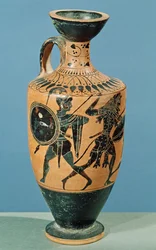 Attic Style Lekythos, föreställande Hercules and the Amazons (keramik)