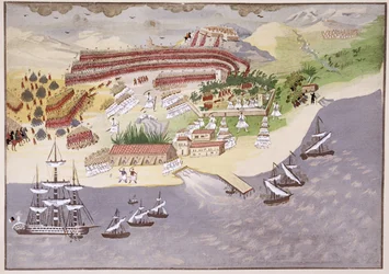 Slaget vid Nauplia, plåt 14 från Pictorial History of the Greek Independence War of the General Makryjannis