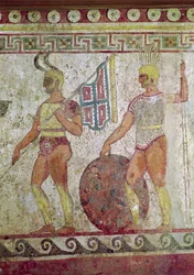 Fotsoldater, gravmålning från Paestum (se även 119488)