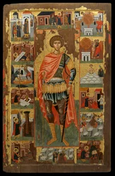 Ikon av St. George med scener ur hans liv (äggtempera på panel)
