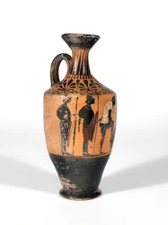 Lekythos, krigare beväpnade för strid, 510-500 f.Kr.