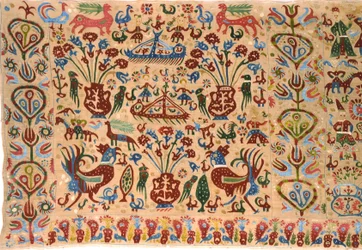 Del av en brudsäng, från Ioannina, Ipeiros (linne broderat med sidentrådar) (detalj) (se även 271903)