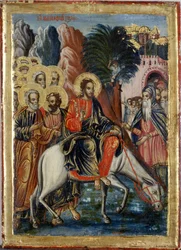 Inträdet i Jerusalem (tempera på trä)