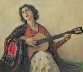 Kvinna med gitarr