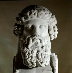 Byst av den grekiske filosofen Platon (428-348 f.Kr.), marmorskulptur, Rom, Kapitolinska museerna