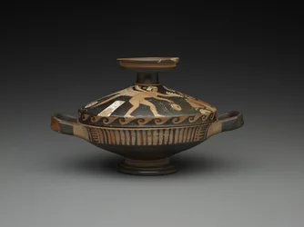 Apulian Lekanis: Head Of A Woman And Winged Genie (terrakotta)